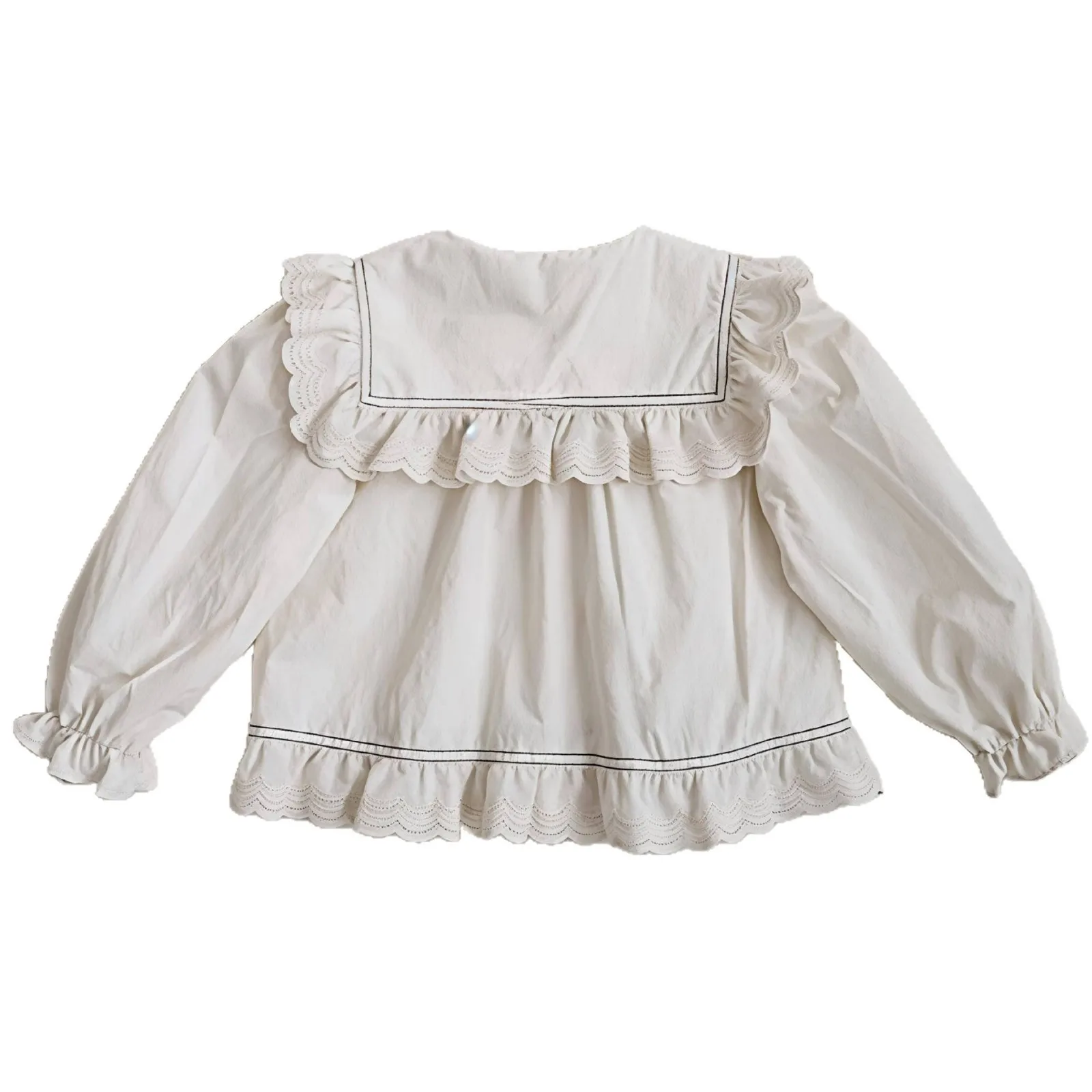 WT2802 Sweet Princess Shirt for Girls New Arrival Baby Clothing Spring Season Children's Puff Sleeve Doll Collar Top
