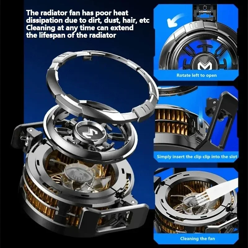 Universal 2-in-1 Memo CX08 Magnetic Back Clip Mobile Phone Cooler with Semiconductor Cooling Fan for PUBG Freezing Radiator