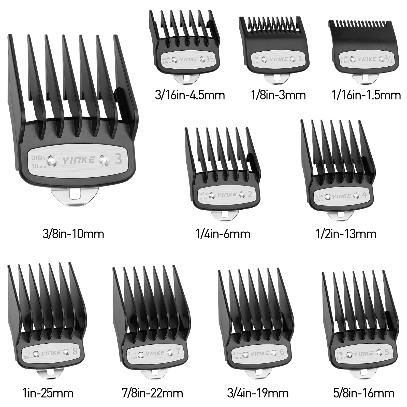 Premium Clipper Guards Set 10 Cutting Guides(1/16" to 1") Fits with Most Wahl Clippers,Replacement Guards for Wahl Hair Clippers