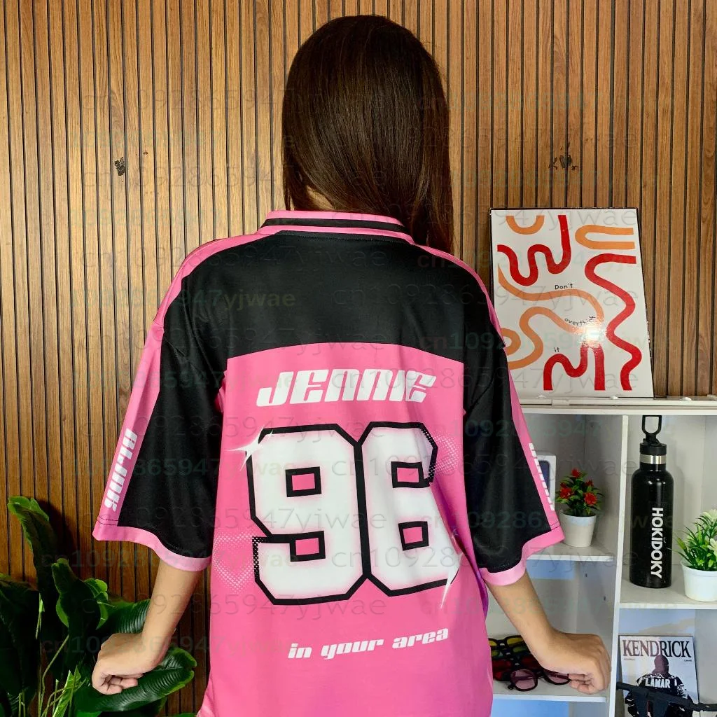 2026 New Y2K Korean Girl Group Concert T-Shirt RosÉ Letter Print Oversized Short Sleeved Fashion Casual Women's Sport Jersey Kid