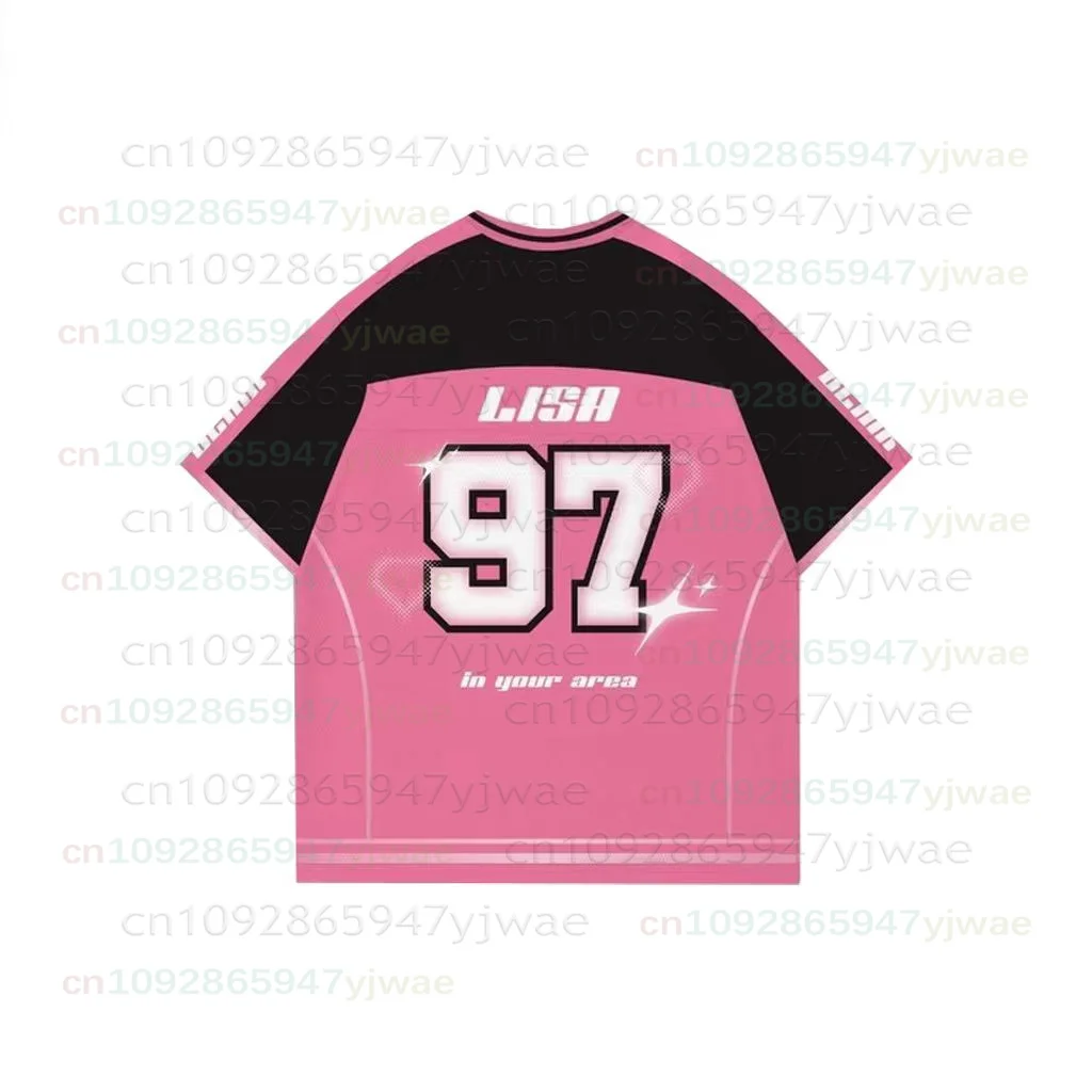 2026 New Y2K Korean Girl Group Concert T-Shirt RosÉ Letter Print Oversized Short Sleeved Fashion Casual Women's Sport Jersey Kid