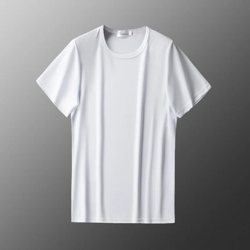 [S-8XL] Summer Ice Silk Short Sleeve T-Shirt Men's Quick Dry Ultra Thin Loose Mesh Clothing