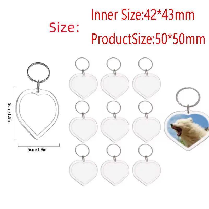 10/30/50/100Sets Acrylic Photo Frame Keychain With Tassels Snap-In Custom Insert Photo Acrylic Blank Keyring Clear Blank Keyring