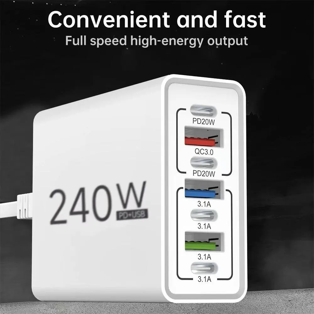 240W USB Fast Charger PD QC3.0 Type C Charge Adapter | For iPhone 16 15 for Xiaomi for Samsung S23 for Huawei