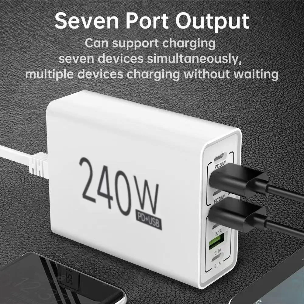 240W USB Fast Charger PD QC3.0 Type C Charge Adapter | For iPhone 16 15 for Xiaomi for Samsung S23 for Huawei