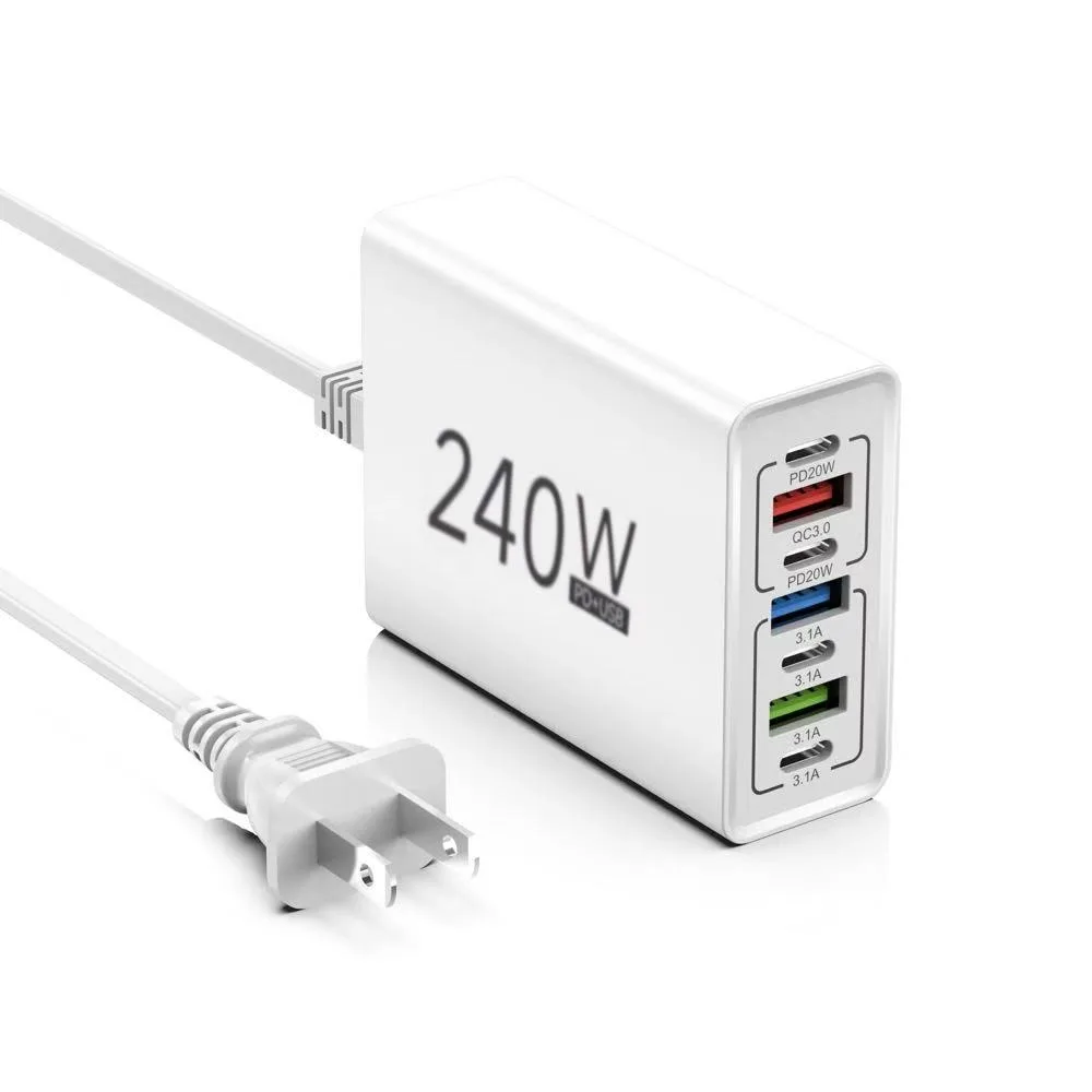 240W USB Fast Charger PD QC3.0 Type C Charge Adapter | For iPhone 16 15 for Xiaomi for Samsung S23 for Huawei