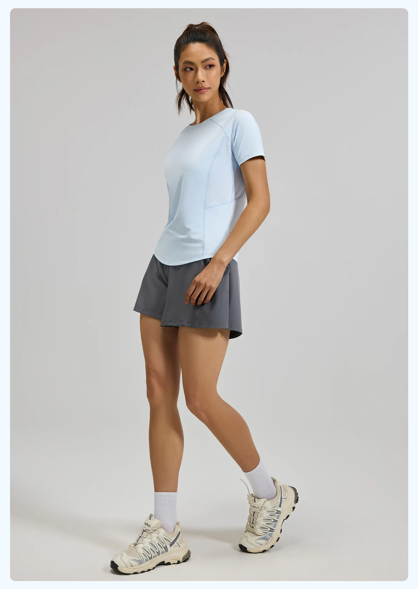 2026 Summer Hot New Women's Sports T-Shirt Outdoor Running Short Sleeve Blue Crewneck Back Mesh Breathable Quick-drying Base Top