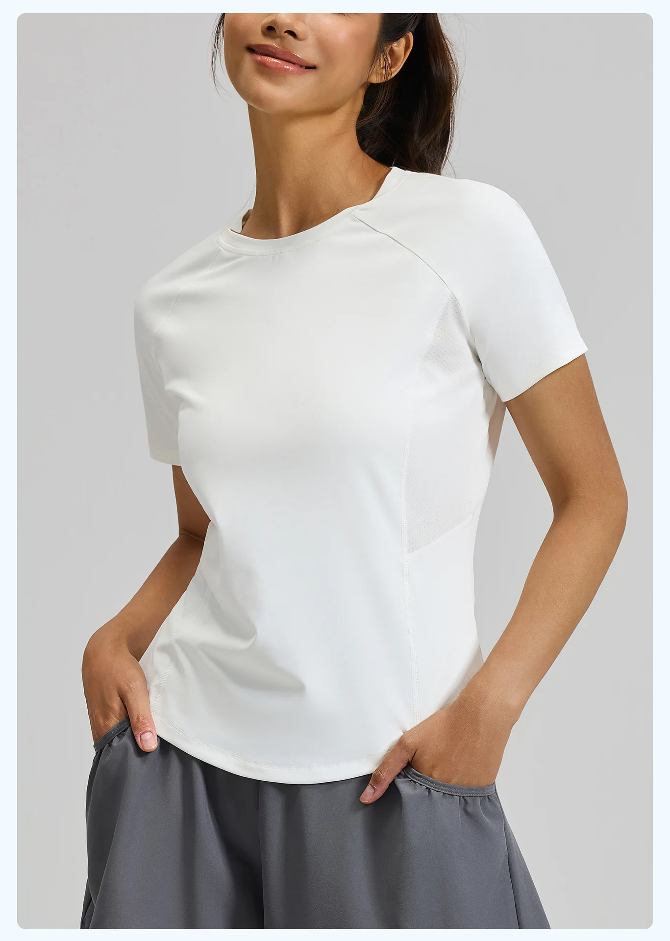 2026 Summer Hot New Women's Sports T-Shirt Outdoor Running Short Sleeve Blue Crewneck Back Mesh Breathable Quick-drying Base Top