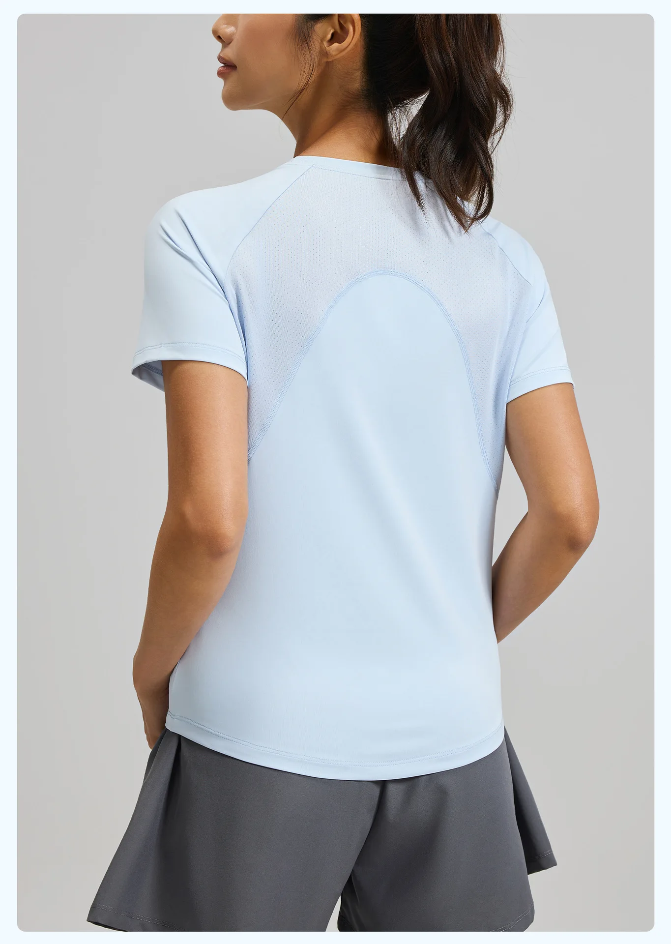 2026 Summer Hot New Women's Sports T-Shirt Outdoor Running Short Sleeve Blue Crewneck Back Mesh Breathable Quick-drying Base Top