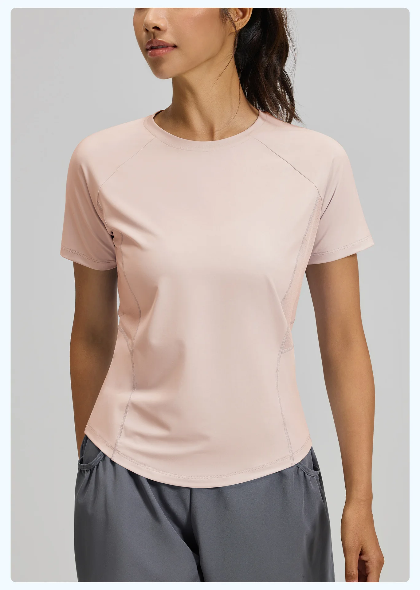 2026 Summer Hot New Women's Sports T-Shirt Outdoor Running Short Sleeve Blue Crewneck Back Mesh Breathable Quick-drying Base Top