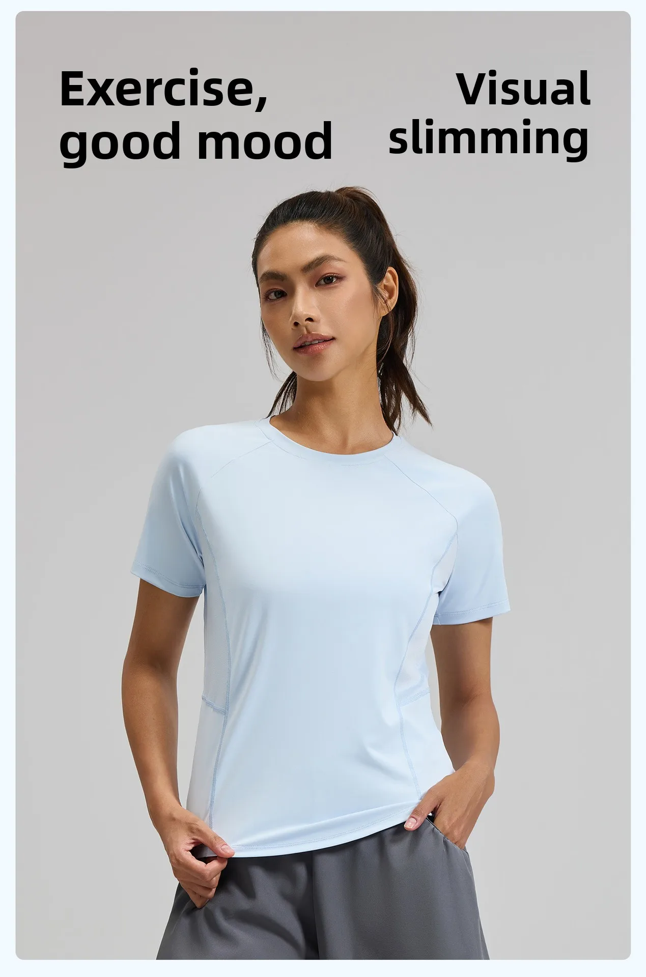 2026 Summer Hot New Women's Sports T-Shirt Outdoor Running Short Sleeve Blue Crewneck Back Mesh Breathable Quick-drying Base Top