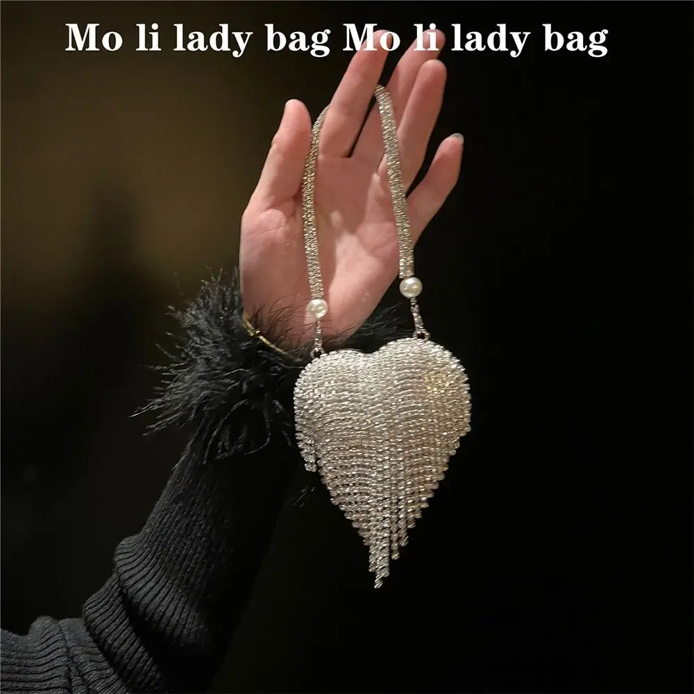 Heart Shape Retro Envelope Bag Luxury Design Bling Style Mini Bag Small Size Rhinestones Evening Clutch Evening Events