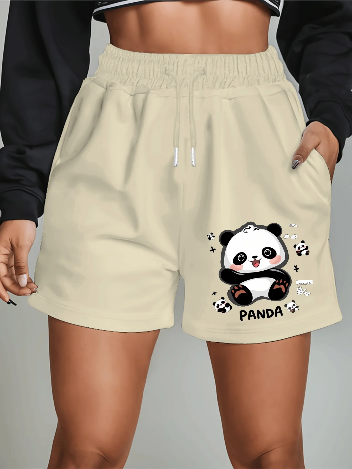 Cute Panda Pattern New Women's Shorts Summer Casual Versatile American Trendy Outerwear Pants Summer Beach Pants