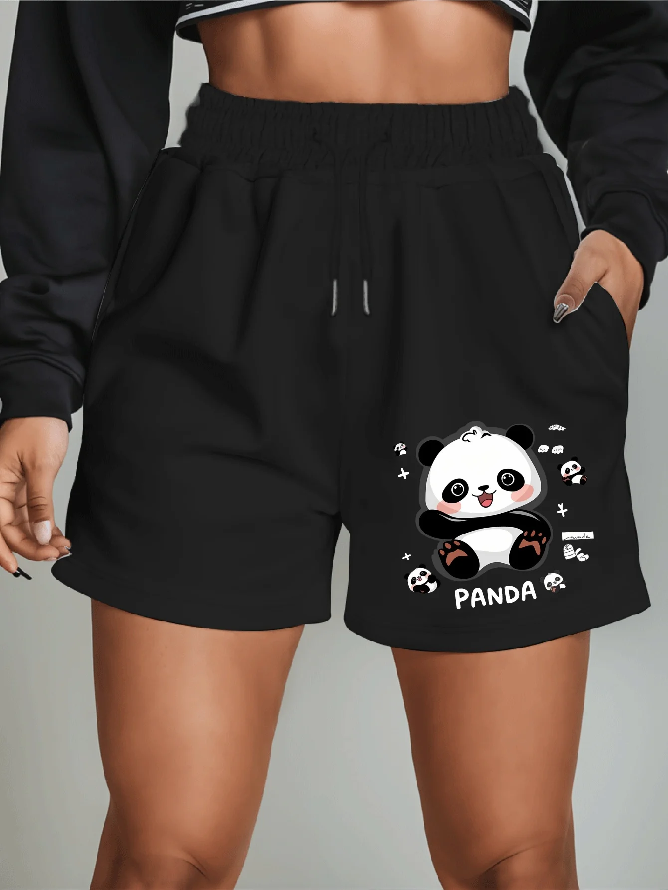 Cute Panda Pattern New Women's Shorts Summer Casual Versatile American Trendy Outerwear Pants Summer Beach Pants