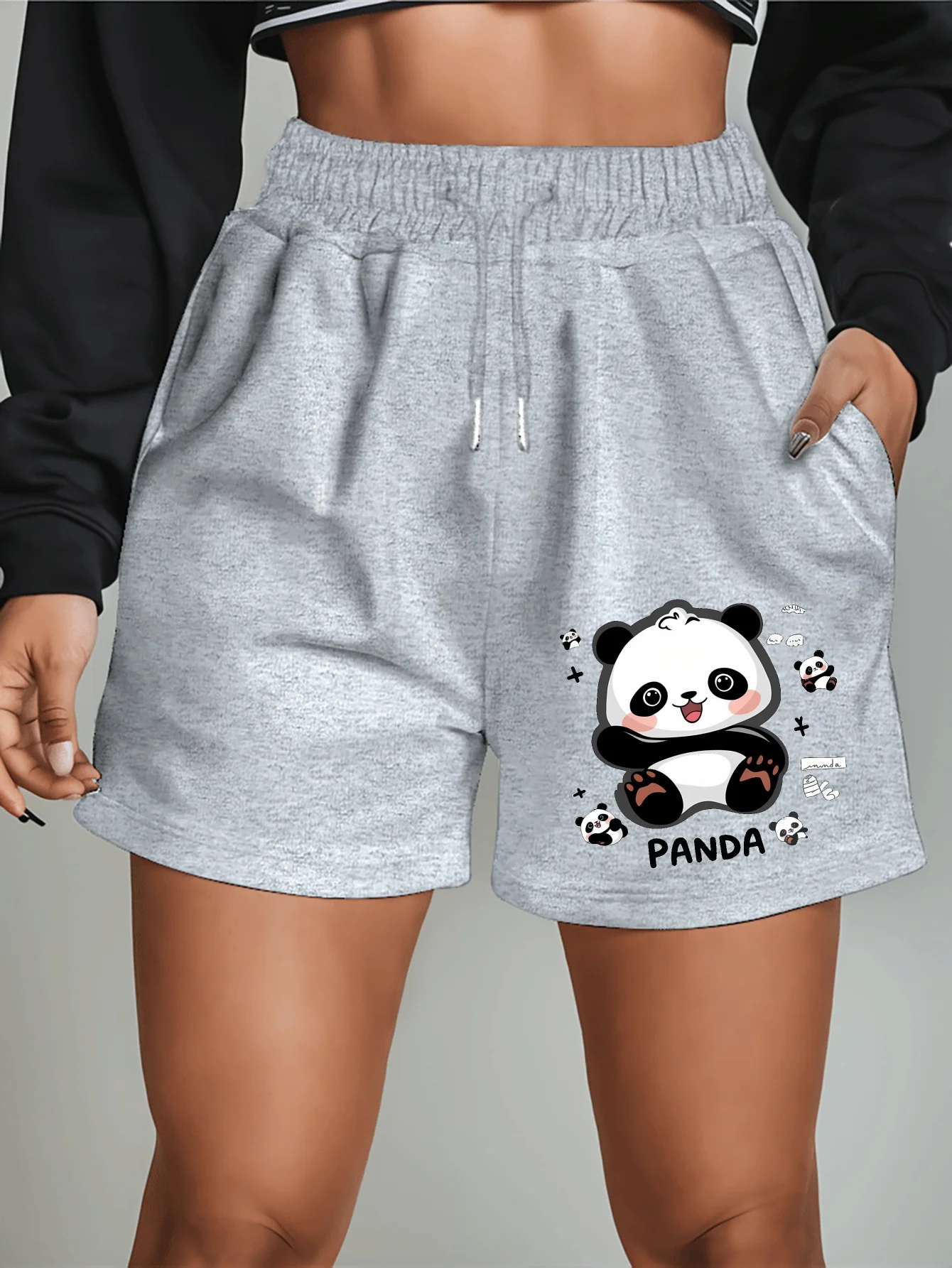 Cute Panda Pattern New Women's Shorts Summer Casual Versatile American Trendy Outerwear Pants Summer Beach Pants