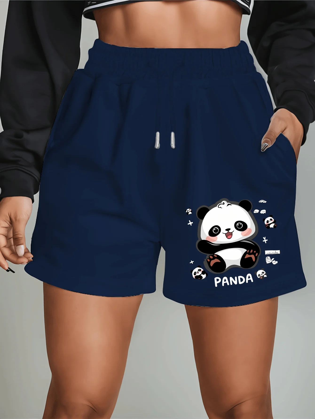 Cute Panda Pattern New Women's Shorts Summer Casual Versatile American Trendy Outerwear Pants Summer Beach Pants