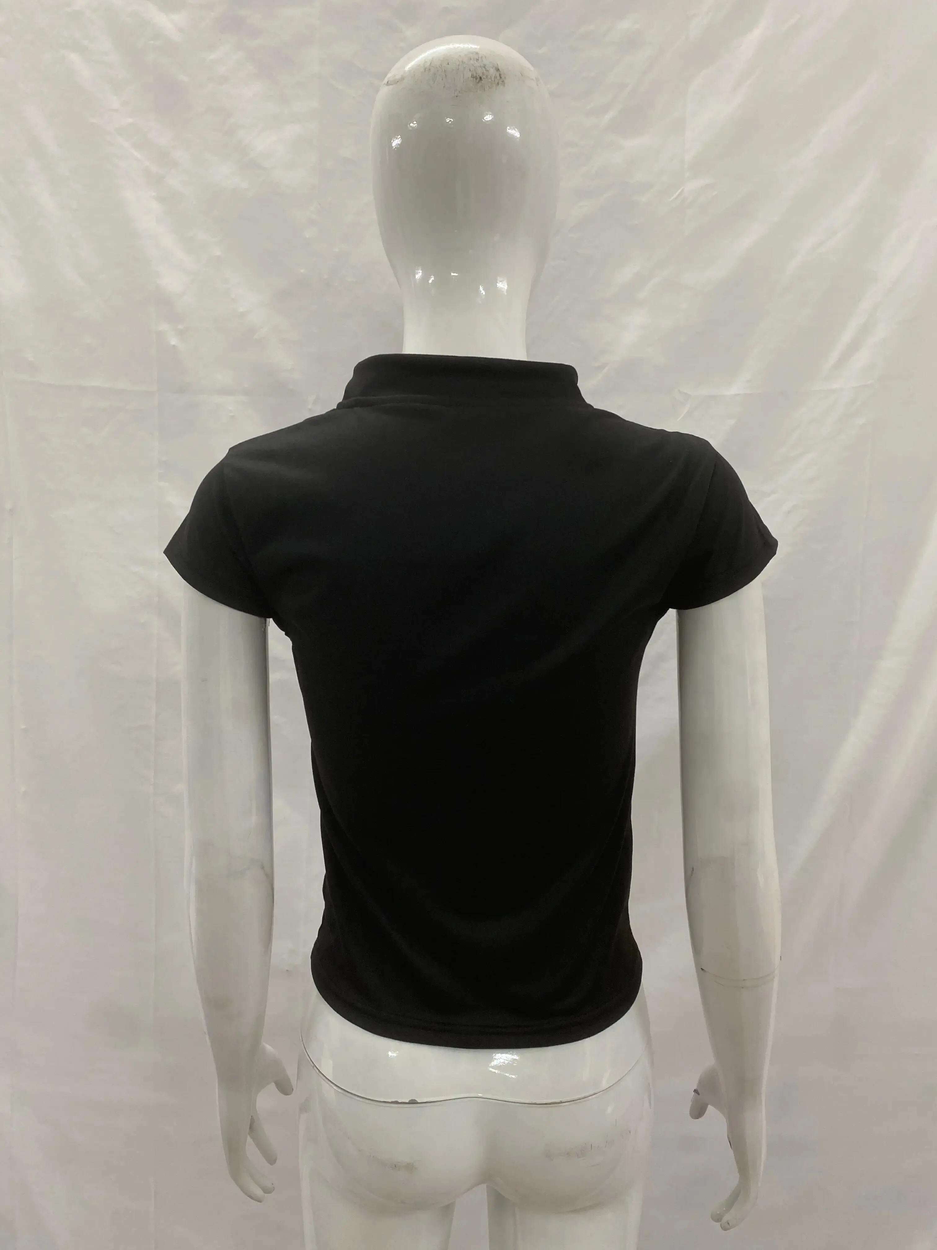 Casual Retro New Chinese Style Niche Design Buckle T-shirt Fashionable Spicy Girl Slim Cheongsam Collar Short Sleeved Women Tops