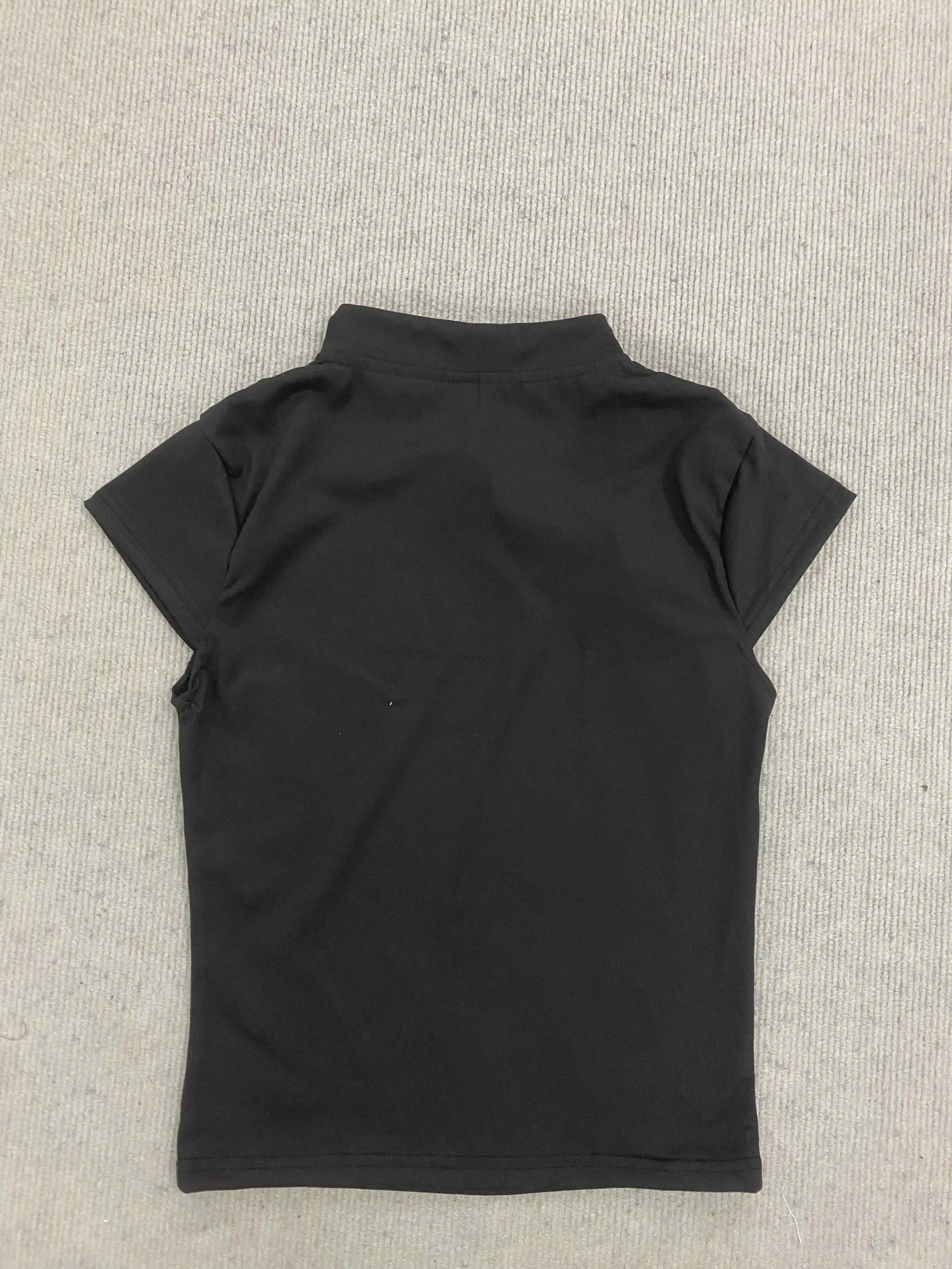 Casual Retro New Chinese Style Niche Design Buckle T-shirt Fashionable Spicy Girl Slim Cheongsam Collar Short Sleeved Women Tops