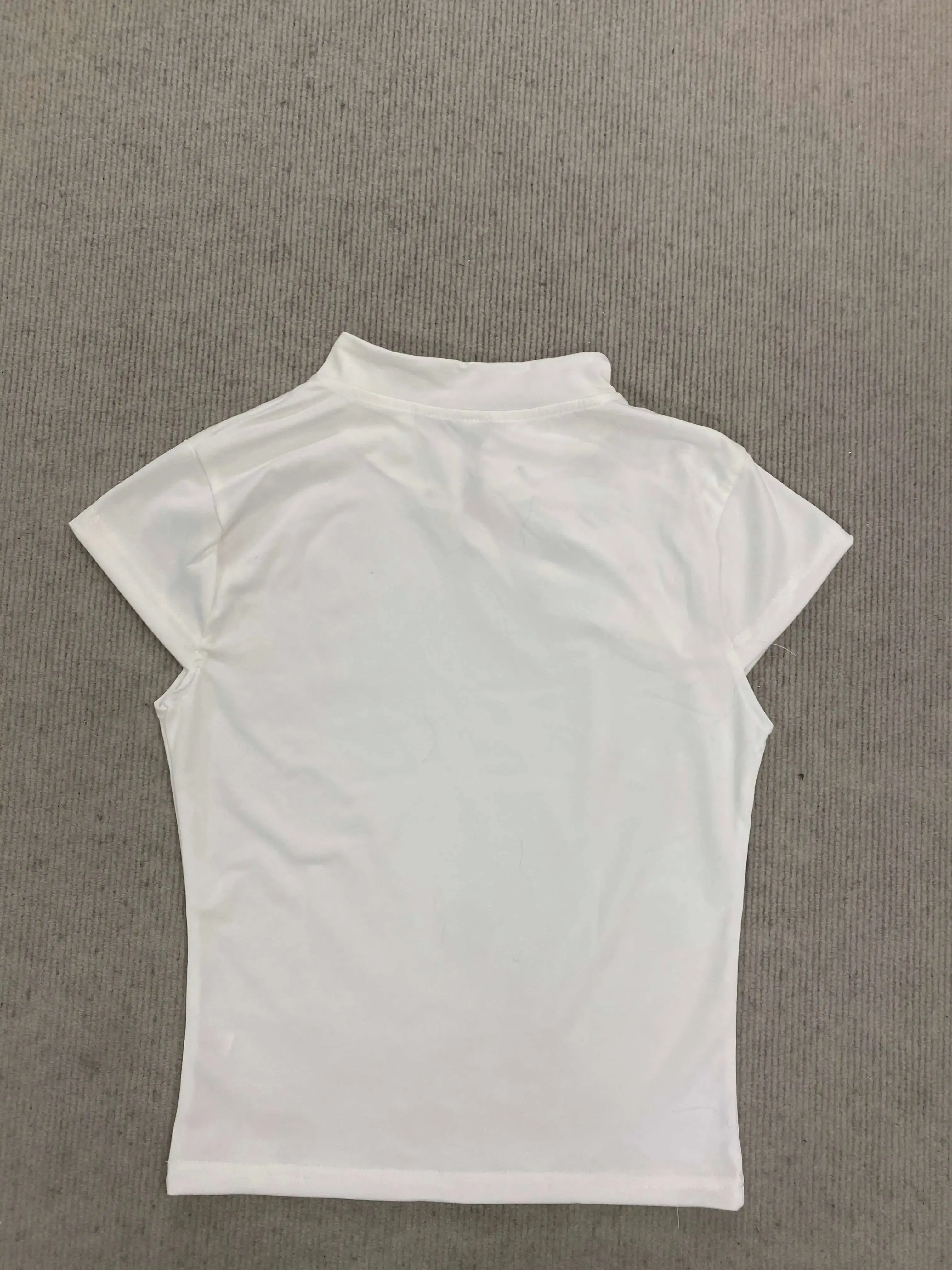 Casual Retro New Chinese Style Niche Design Buckle T-shirt Fashionable Spicy Girl Slim Cheongsam Collar Short Sleeved Women Tops