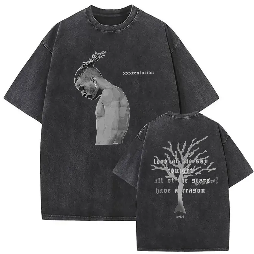 Vintage Washed XXXTentacion Music Album 2026 Print T Shirts Men's Women Hip Hop Fashion Cotton Short Sleeve T-shirts Streetwear