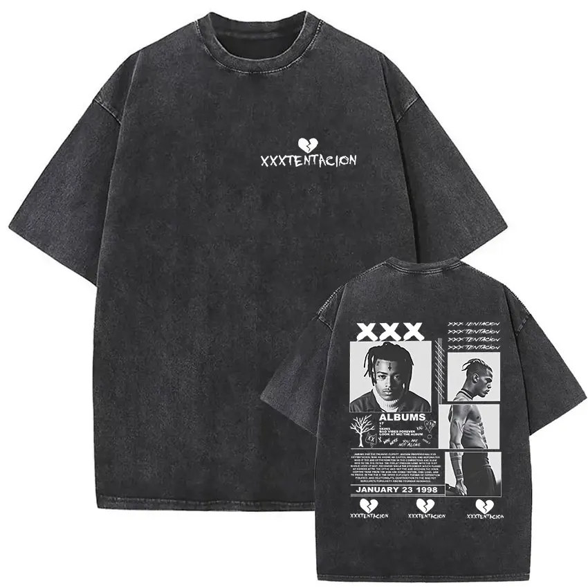 Vintage Washed XXXTentacion Music Album 2026 Print T Shirts Men's Women Hip Hop Fashion Cotton Short Sleeve T-shirts Streetwear