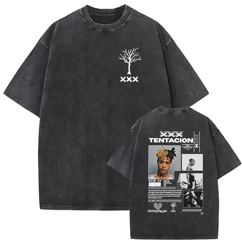 Vintage Washed XXXTentacion Music Album 2026 Print T Shirts Men's Women Hip Hop Fashion Cotton Short Sleeve T-shirts Streetwear