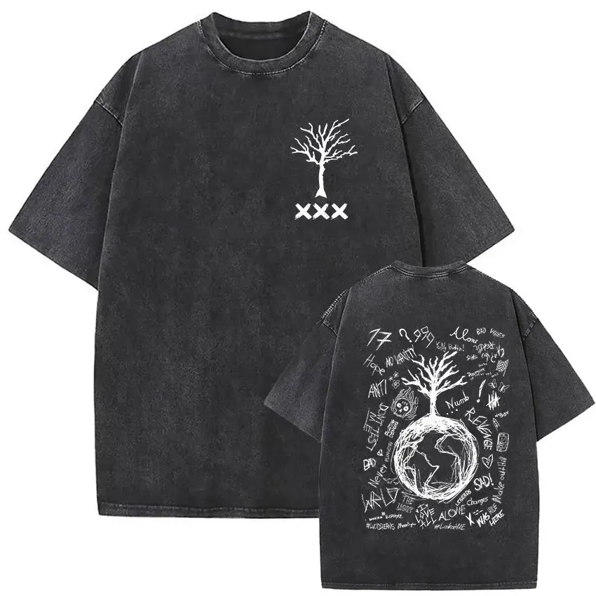 Vintage Washed XXXTentacion Music Album 2026 Print T Shirts Men's Women Hip Hop Fashion Cotton Short Sleeve T-shirts Streetwear