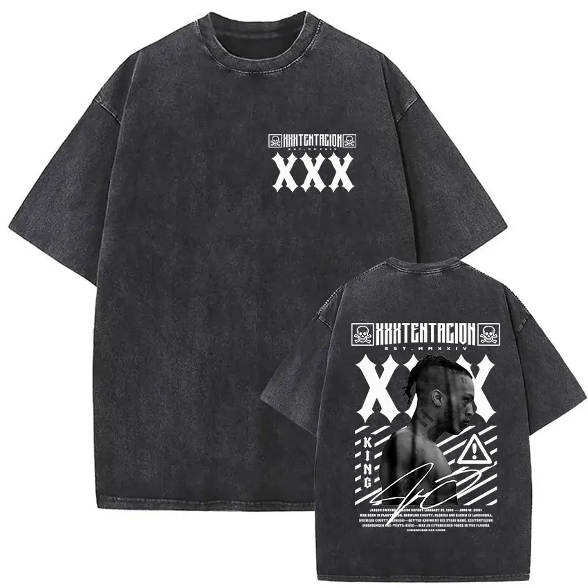 Vintage Washed XXXTentacion Music Album 2026 Print T Shirts Men's Women Hip Hop Fashion Cotton Short Sleeve T-shirts Streetwear