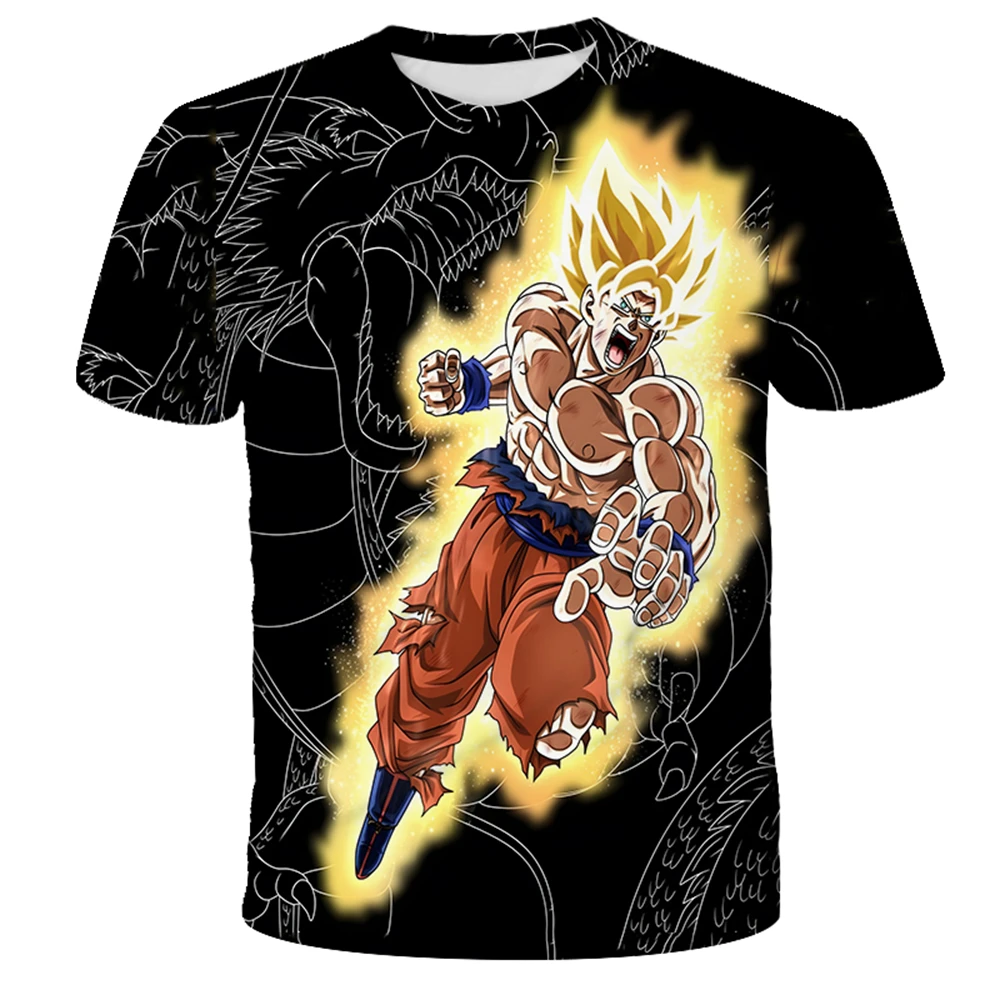 Dragon Ball Super Goku SSJ Power Up 3D Quick Dry T-Shirt Adult Kids Sports Casual DBZ Merch Summer Outdoor Fashion Streetwear
