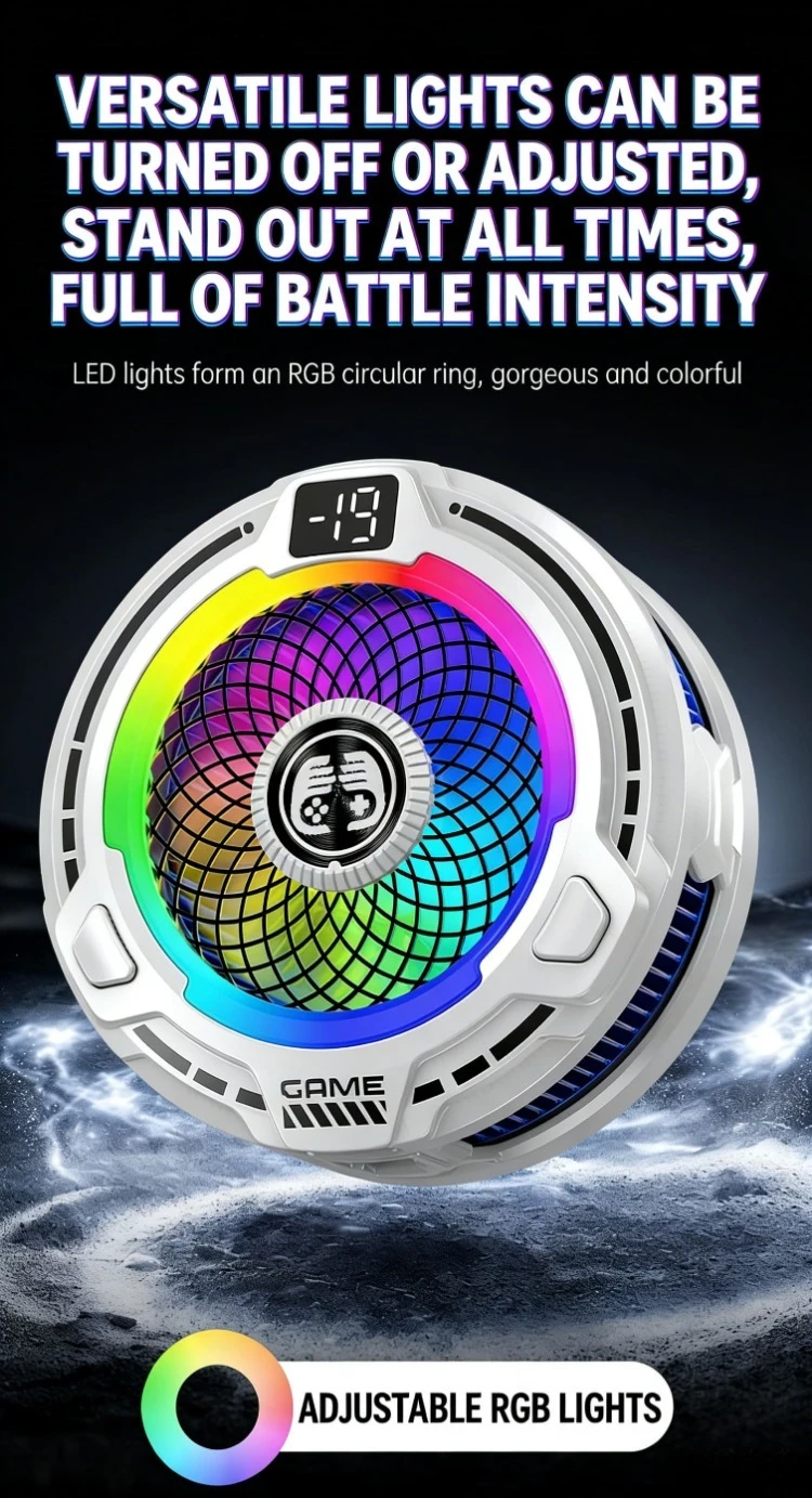 FS18 Mobile Phone Cooler 30W AI Smart Temperature Control TEC Semiconductor Cooling Fan Radiator with RGB Light for IOS Android