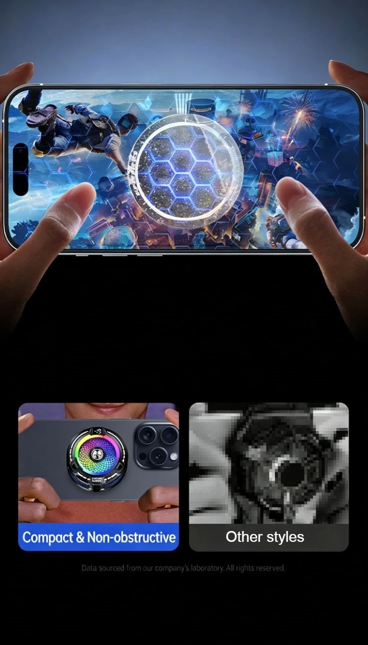 FS18 Mobile Phone Cooler 30W AI Smart Temperature Control TEC Semiconductor Cooling Fan Radiator with RGB Light for IOS Android