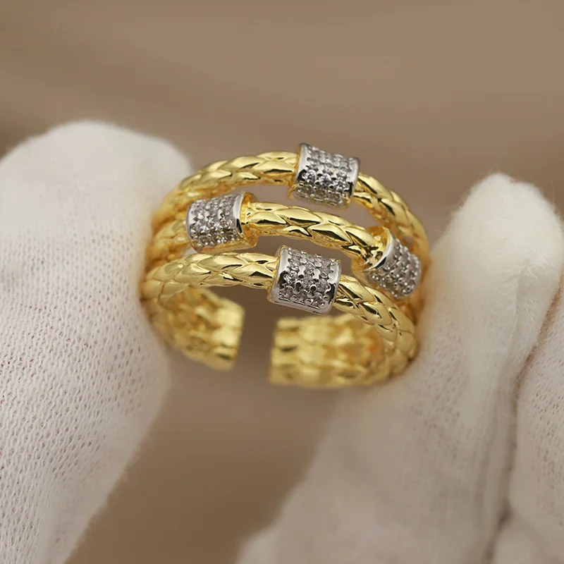 New Fashion Brand Jewelry Crystal Star Open Rings Elegant Geometric Crystal Bamboo Rings for Women Gift Accessories Sexy