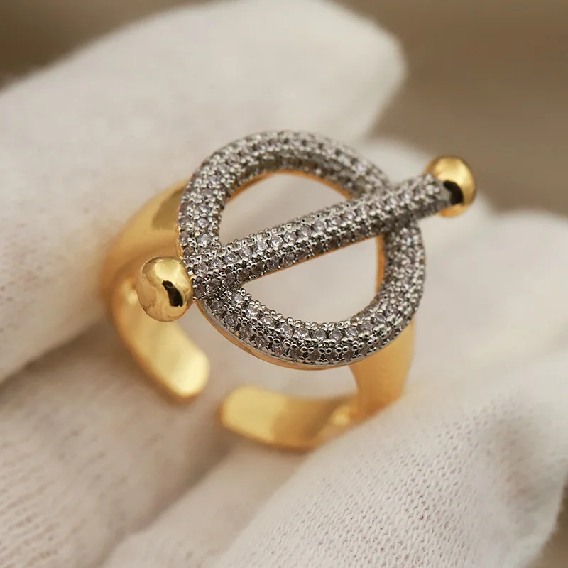 New Fashion Brand Jewelry Crystal Star Open Rings Elegant Geometric Crystal Bamboo Rings for Women Gift Accessories Sexy