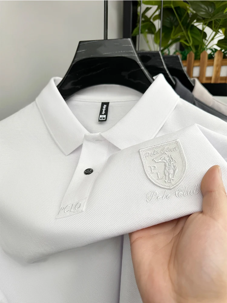 New Short Sleeved T-shirt Men's Lapel Summer Simple Polo Shirt Versatile Casual Men's Plus Size Top Trendy