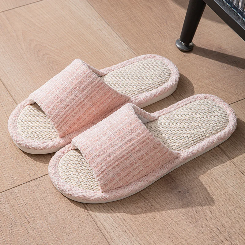 Linen Women Slippers House Flats Four Seasons Luxury Designer Shoes Girls Gift New Summer Indoor Slides Non-Slip Floor Soft Sole