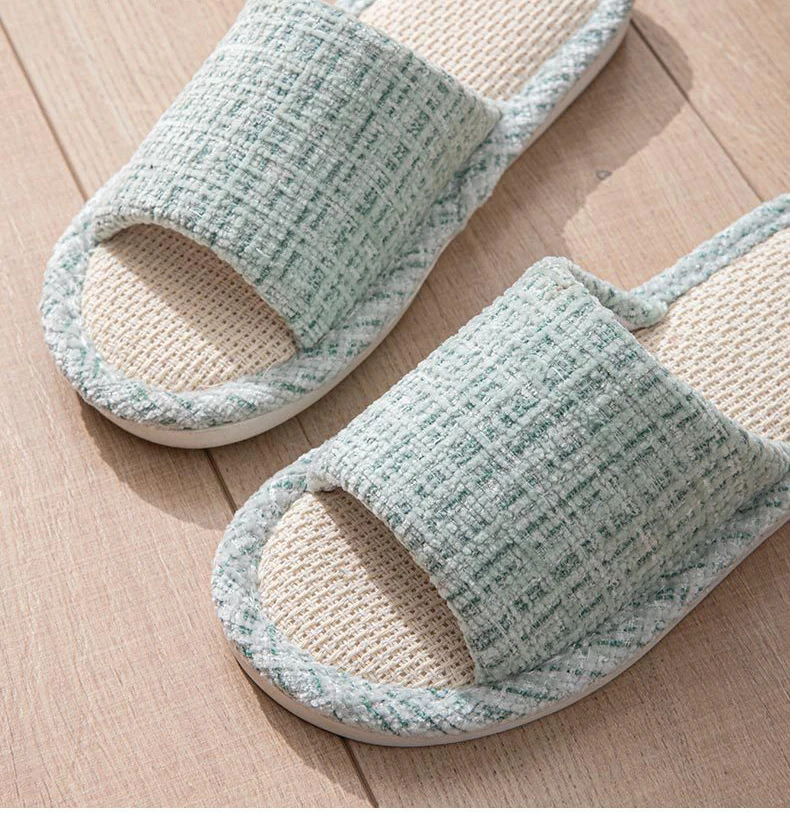 Linen Women Slippers House Flats Four Seasons Luxury Designer Shoes Girls Gift New Summer Indoor Slides Non-Slip Floor Soft Sole