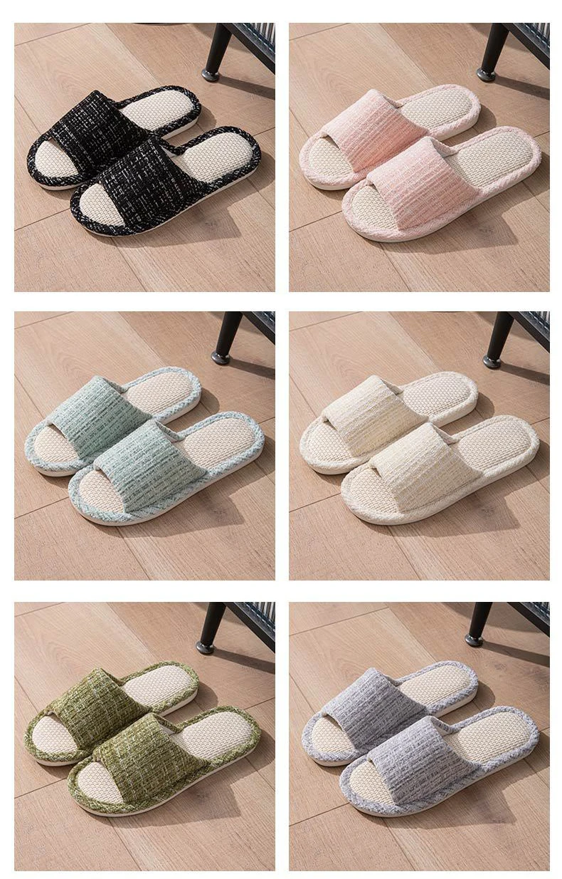 Linen Women Slippers House Flats Four Seasons Luxury Designer Shoes Girls Gift New Summer Indoor Slides Non-Slip Floor Soft Sole