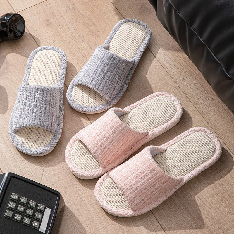 Linen Women Slippers House Flats Four Seasons Luxury Designer Shoes Girls Gift New Summer Indoor Slides Non-Slip Floor Soft Sole