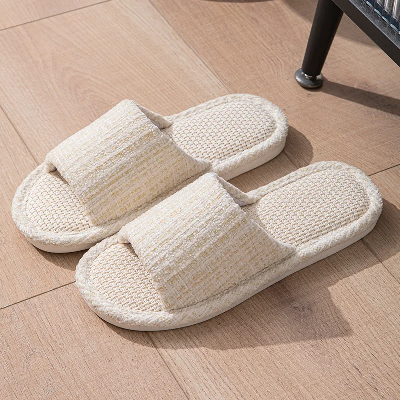 Linen Women Slippers House Flats Four Seasons Luxury Designer Shoes Girls Gift New Summer Indoor Slides Non-Slip Floor Soft Sole