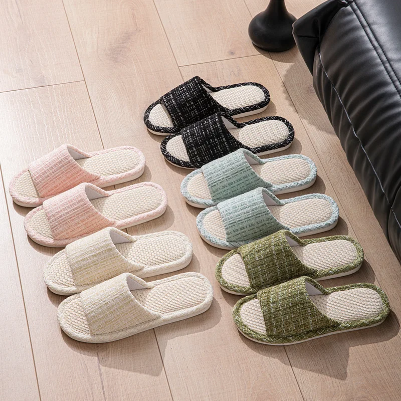 Linen Women Slippers House Flats Four Seasons Luxury Designer Shoes Girls Gift New Summer Indoor Slides Non-Slip Floor Soft Sole