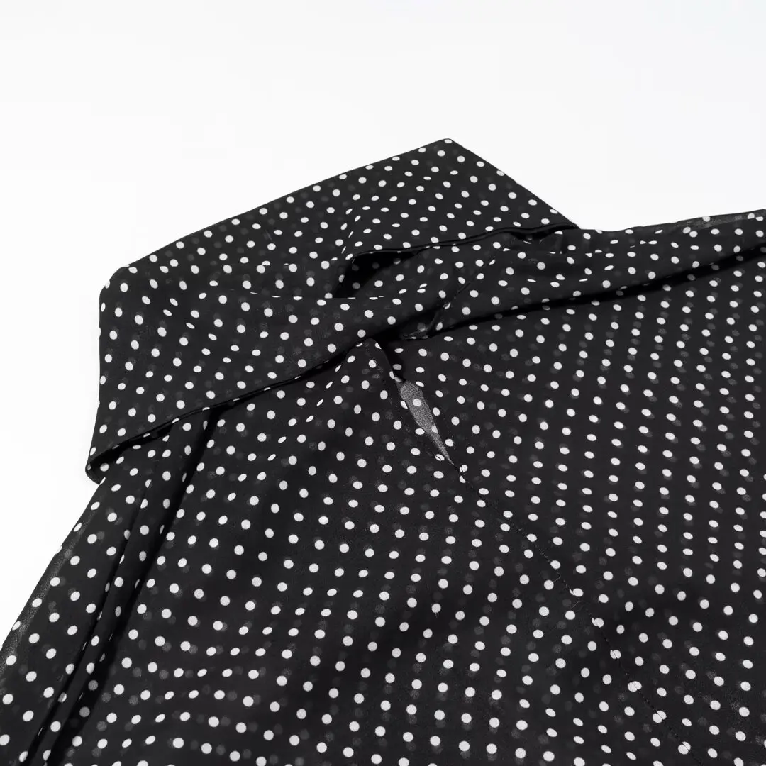 CharmChant Women's Polka Dot Sheer Chiffon Oversized Shirt & Maxi Skirt 2 Piece Set Spring 2026 Retro Elegant Chic Party Outfits