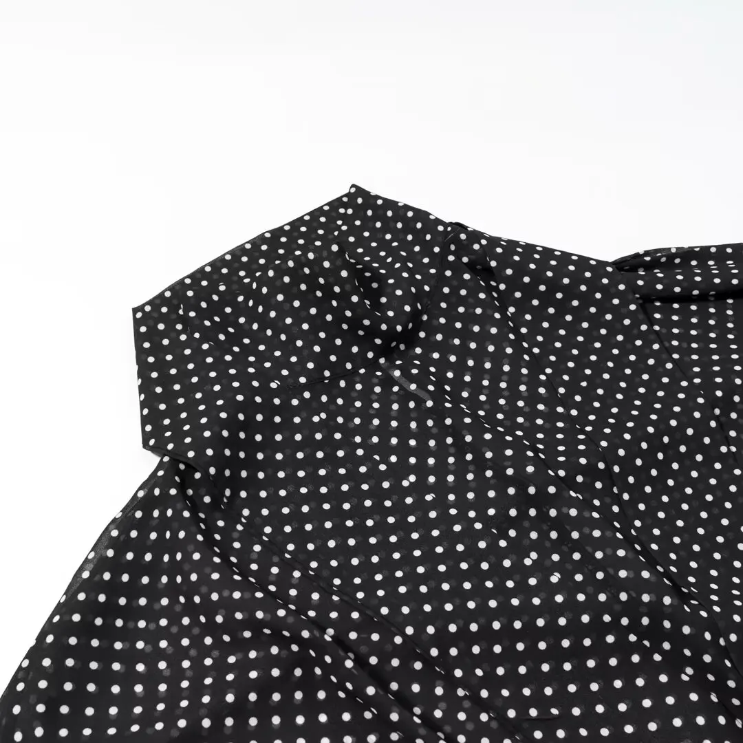 CharmChant Women's Polka Dot Sheer Chiffon Oversized Shirt & Maxi Skirt 2 Piece Set Spring 2026 Retro Elegant Chic Party Outfits