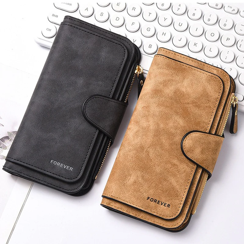The new design is a highlight Women's Long Wallet features multiple card slots a coin pocket and a cell phone pouch Perfect gift