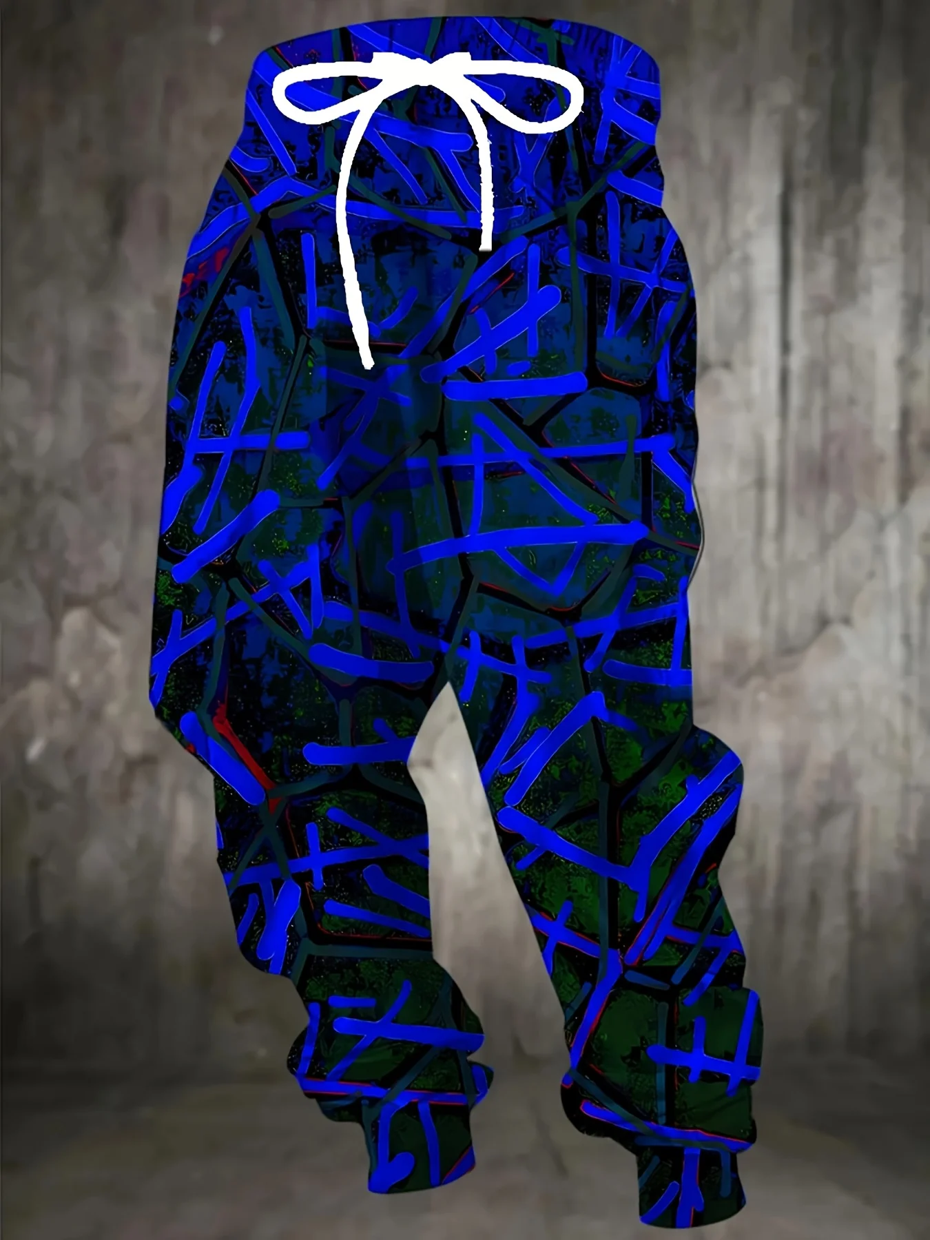 Men's Fashion Design 3D Colorful Stripe Pattern Printed Sports Pants Fashion Pants Suitable for Home Wear Pajamas Comfortable