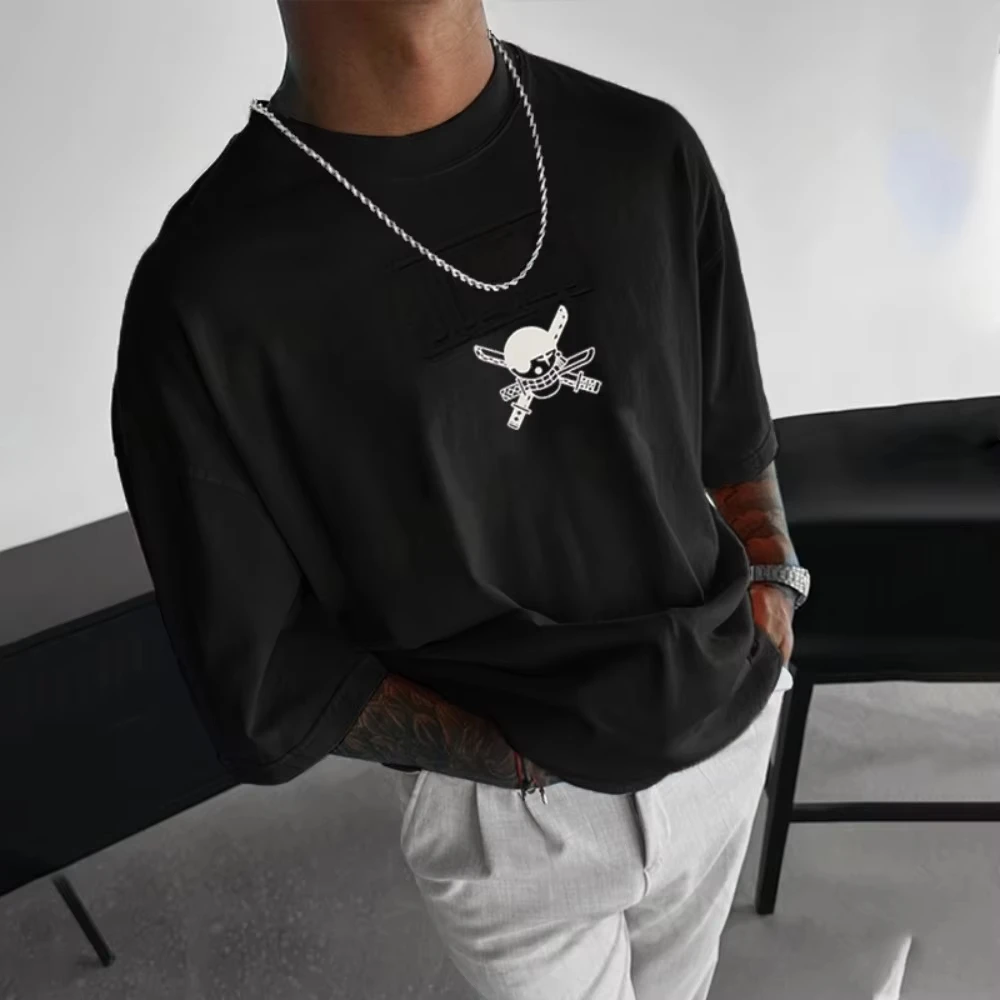 2026 New One Piece Men's Clothing T-shirt Roronoa Zoro Summer Japan Anime Men's and Women's Short-sleeved Retro Wear T Shirt