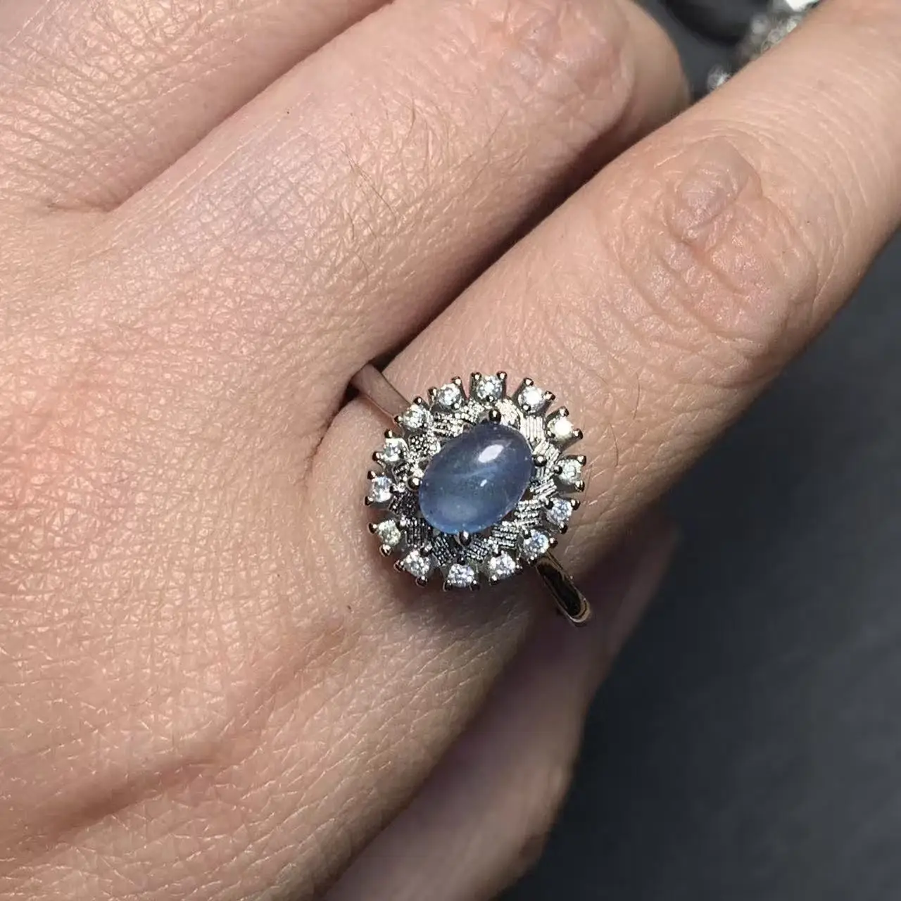 48 Natural Aquamarine Ring  Adjustable Female  Jewelry for Women Gift Wholesale High Quality Vintage Fine