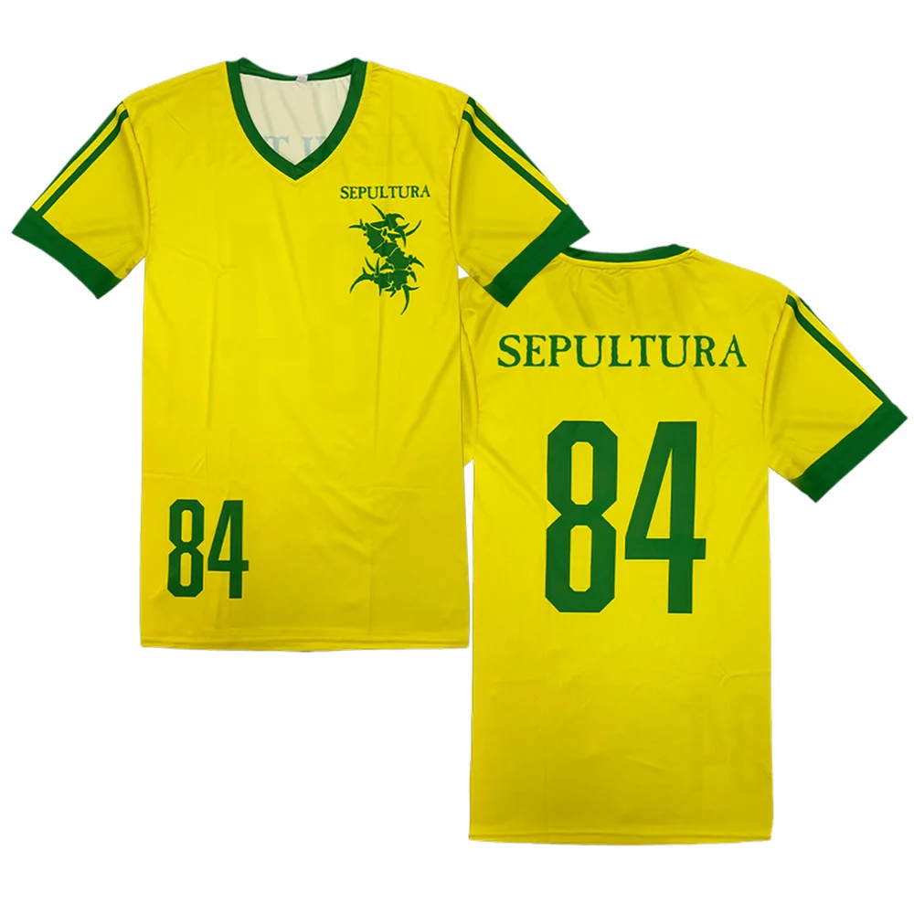 Sepultura Soccer Jersey Short Sleeve 84 Soccer Jersey Metal Band T Shirts Men's Women Top Streetwear Casual Tee  Fashion Clothes