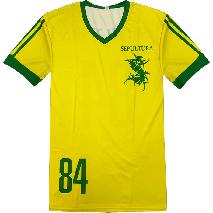 Sepultura Soccer Jersey Short Sleeve 84 Soccer Jersey Metal Band T Shirts Men's Women Top Streetwear Casual Tee  Fashion Clothes