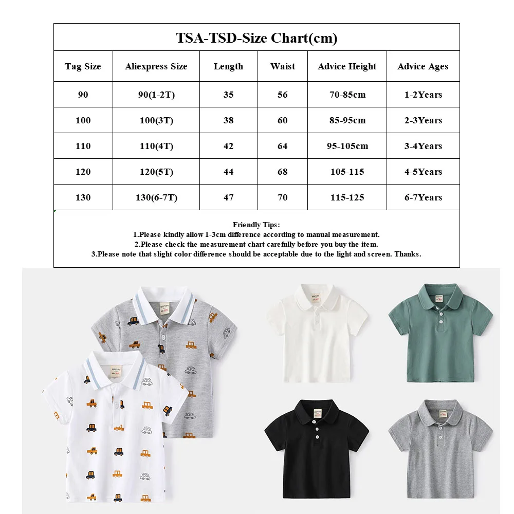 Toddler Kids Short Sleeve POLO Shirts Summer Casual Cotton Tees for Baby Outerwear Children 1 to 7 Y Solid T-shirts Baby Tops