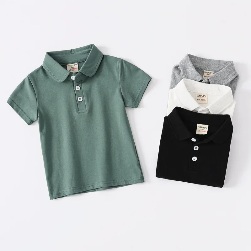 Toddler Kids Short Sleeve POLO Shirts Summer Casual Cotton Tees for Baby Outerwear Children 1 to 7 Y Solid T-shirts Baby Tops